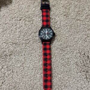 Times Red and Black Plaid Watch